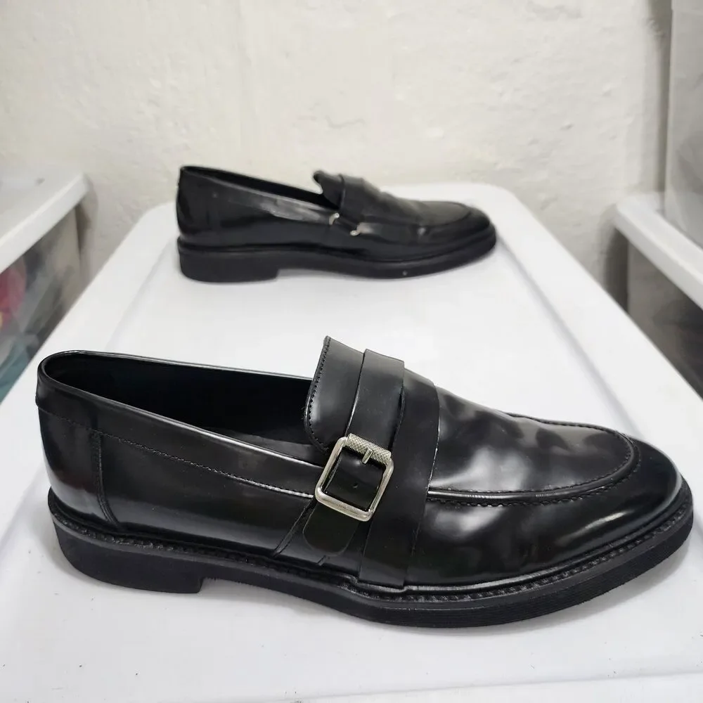 Geox Patrick Cox glossy black leather monk-strap Hybrid Dress loafers US13 EU46